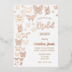 Vlinders Boho Roos Gold Foil Vrijgezellenfeest Folie Uitnodiging