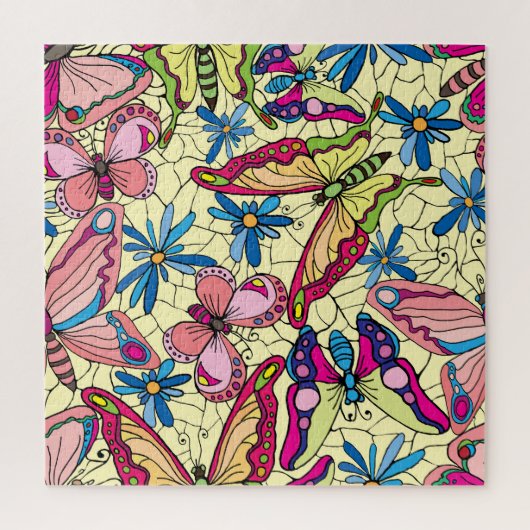 Vlinders boven Flowers Meadow Uitzicht Legpuzzel (Verticaal)