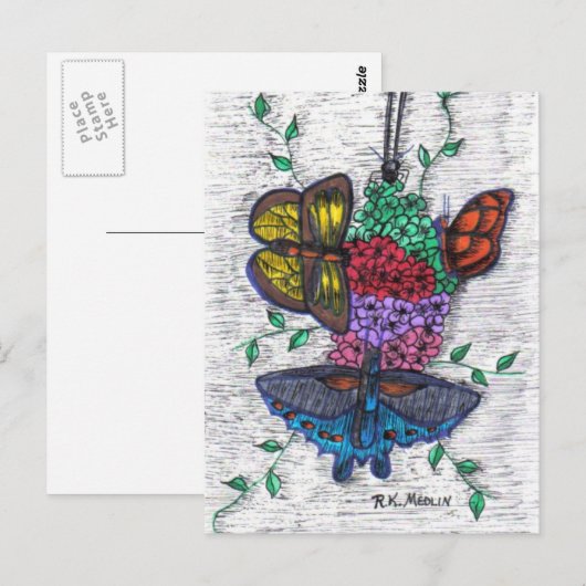 Vlinders Briefkaart (Voorkant / Achterkant)