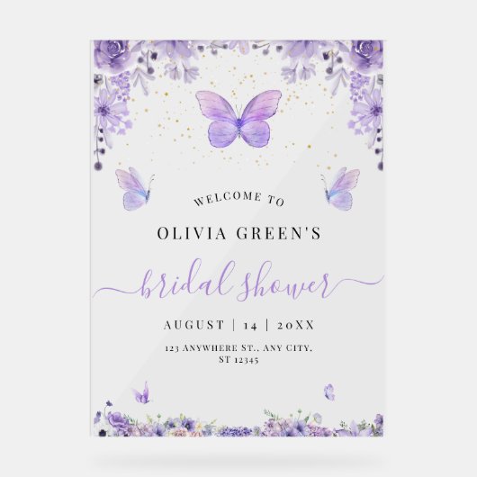 Vlinders Bruidsmeisjesfeest, Bruidsbrunchfeest Acryl Bord (Voorkant)