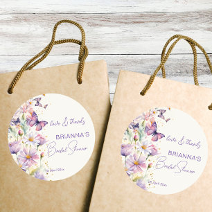 Vlinders bruiloft bruidsuitnodiging lavendel bedan ronde sticker