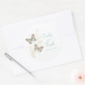 Vlinders bruin aqua roze bruiloft sticker (Envelop)