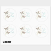 Vlinders bruin aqua roze bruiloft sticker (Vel)