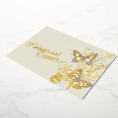 Vlinders bruin goud bruiloft repetitie diner folie uitnodiging (Gedraaid)
