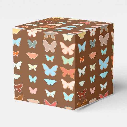 Vlinders, bruin, turquoise en koraal bedankdoosjes (Voorkant Zijde)