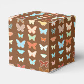 Vlinders, bruin, turquoise en koraal bedankdoosjes (Achterkant)