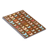 Vlinders, bruin, turquoise en koraal notitieboek (Rechterzijde)