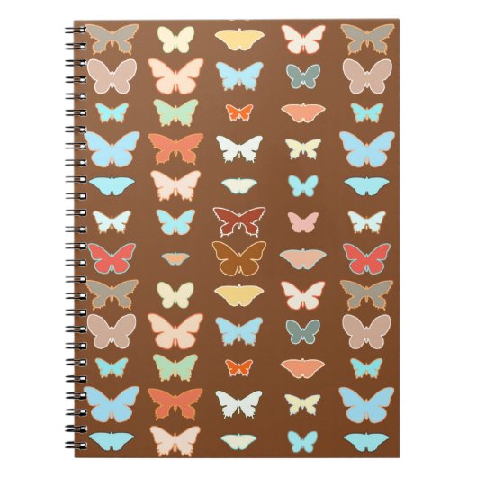 Vlinders, bruin, turquoise en koraal notitieboek (Voorkant)