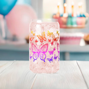 Vlinders Cadeau voor haar, Regenboog, Kleurrijk Blikvorm Glas