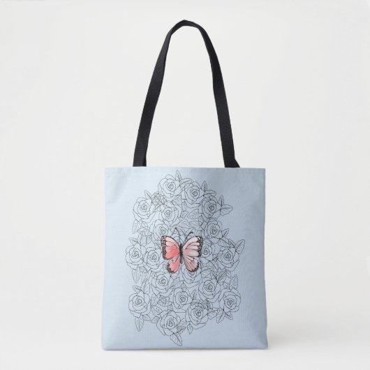 Vlinders Canvas tas met Rozen - Kies Kleur (Voorkant)