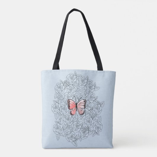 Vlinders Canvas tas met Rozen - Kies Kleur (Achterkant)