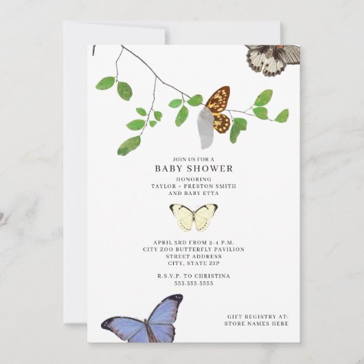 Vlinders Chrysalis Baby shower Kaart (Voorkant)
