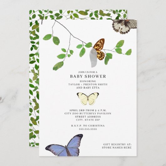 Vlinders Chrysalis Baby shower Kaart (Voorkant / Achterkant)