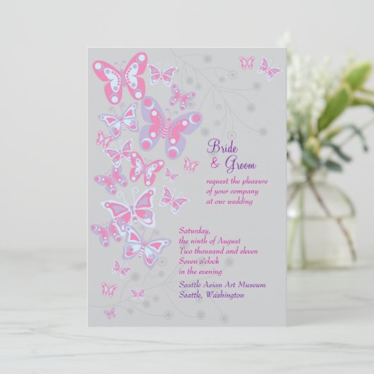 Vlinders (Cool Chic) Uitnodiging (Staand voorkant)