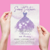 Vlinders Dans Glitter Paarse Jurk Sweet 16 Kaart
