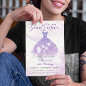 Vlinders Dans Glitter Paarse Jurk Sweet 16 Kaart