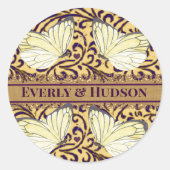 Vlinders Draai Paarse en Oranje Ronde Sticker (Voorkant)