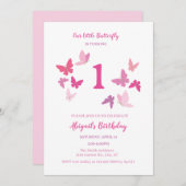 Vlinders Eerste Verjaardag Uitnodiging (Voorkant / Achterkant)