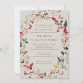 Vlinders Elegant Quinceañera 15e verjaardag Kaart (Voorkant)