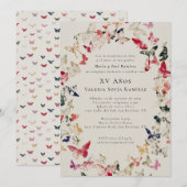 Vlinders Elegant Quinceañera 15e verjaardag Kaart (Voorkant / Achterkant)