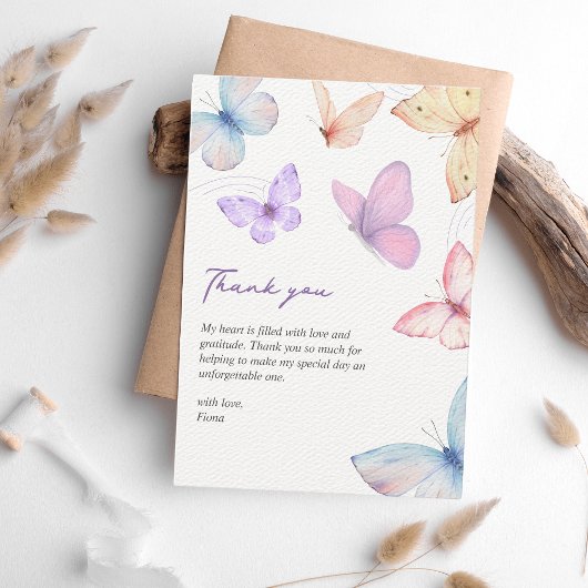 Vlinders Elegant Waterverf Vrijgezellenfeest Bedankkaart