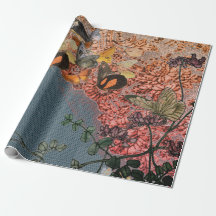 VLINDERS EN ANTIEKE KANT Inpakpapier