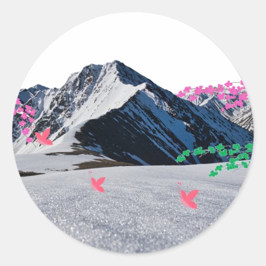Vlinders en berglandschap sticker (Voorkant)