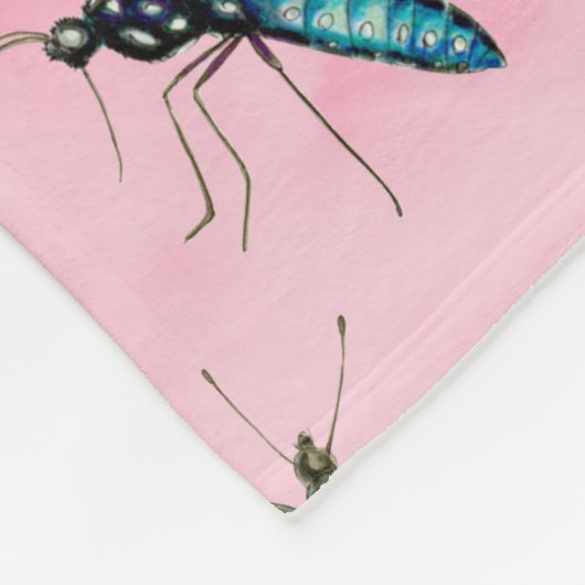 Vlinders en bijen boven de perziklucht fleece deken (Hoek)