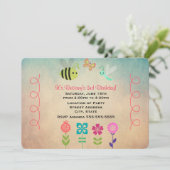 Vlinders en bijen verjaardagsfeestje kaart (Staand voorkant)