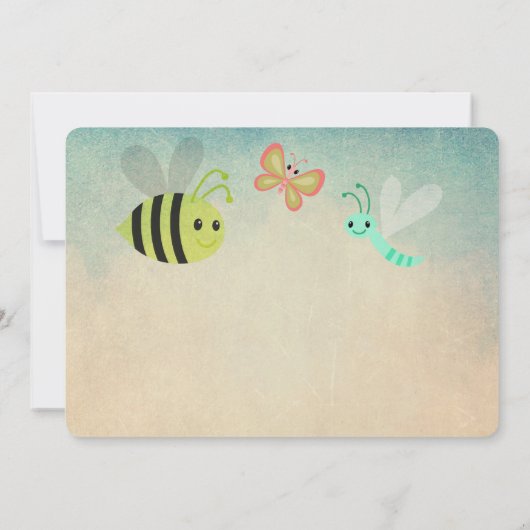 Vlinders en bijen verjaardagsfeestje kaart (Achterkant)