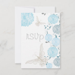 Vlinders en blauwe chrysanten RSVP Kaartje