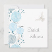 Vlinders en blauwe chrysanten slaan de datum op save the date (Voorkant)