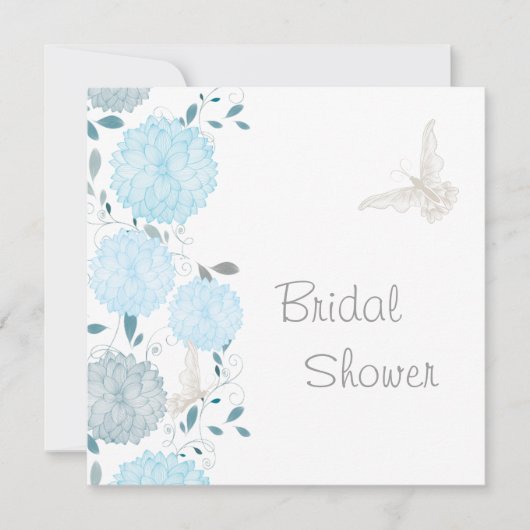 Vlinders en blauwe chrysanten slaan de datum op save the date (Voorkant)