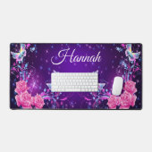 Vlinders en bloemen aangepaste naam bureau mat (Keyboard & Muis)