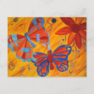vlinders en bloemen ansichtkaart briefkaart