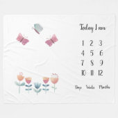 Vlinders en bloemen Baby eerste jaar mijlpaal Fleece Deken (Voorkant (Horizontaal))