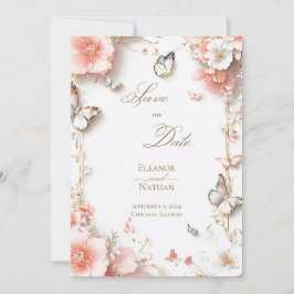 Vlinders en bloemen Bewaar de datum Kaart