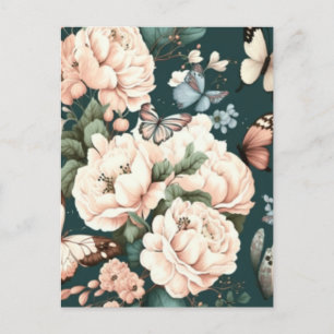 Vlinders en bloemen briefkaart