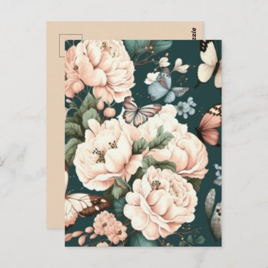 Vlinders en bloemen briefkaart (Voorkant / Achterkant)