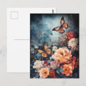 vlinders en bloemen briefkaart (Voorkant / Achterkant)