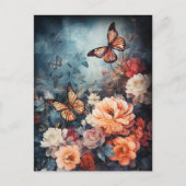 vlinders en bloemen briefkaart (Voorkant)