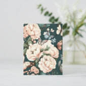 Vlinders en bloemen briefkaart (Staand voorkant)