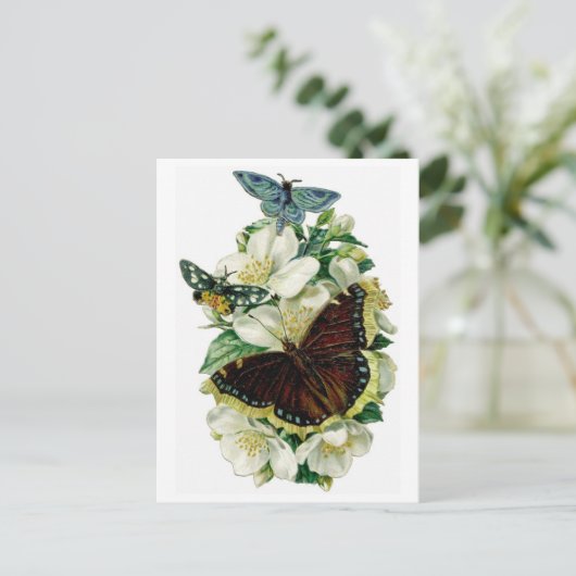  vlinders en bloemen briefkaart (Staand voorkant)