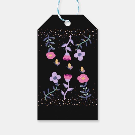 vlinders en bloemen cadeaulabel (Voorkant)