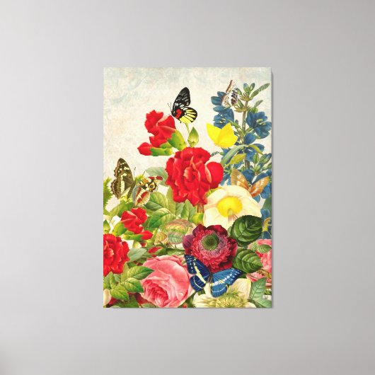  vlinders en bloemen canvas afdruk (Voorkant)