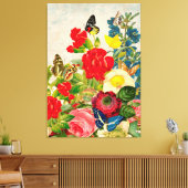  vlinders en bloemen canvas afdruk (Insitu (Woonkamer))