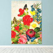  vlinders en bloemen canvas afdruk (Insitu (Houten vloer))
