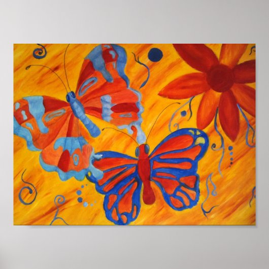 vlinders en bloemen Canvas Afdrukken Poster (Voorkant)