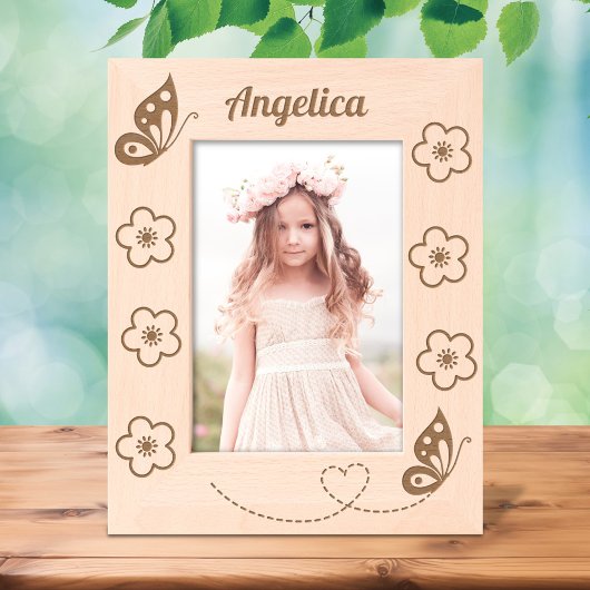 Vlinders en bloemen Custom Name 5x7 Gegraveerde Lijstjes