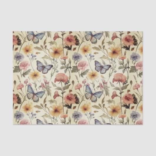  Vlinders en Bloemen Decoupage Patroon Tissuepapier (Voorkant)